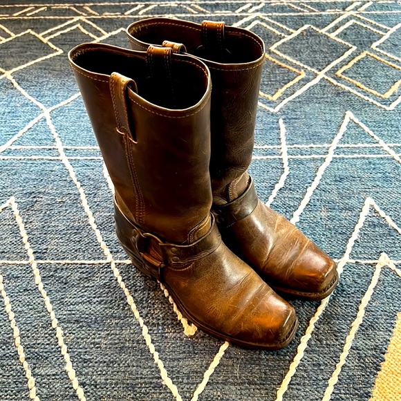 Frye Shoes Frye Harness Boots In Dark Brown Leather Poshmark